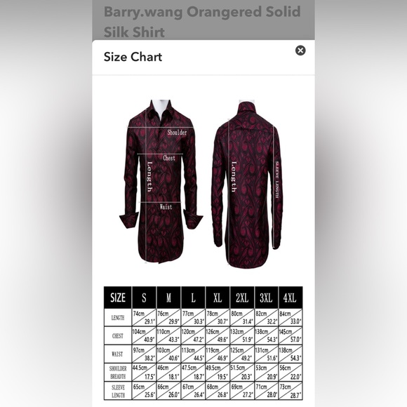 NWT Mens Barry.wang Orangered Solid Silk Shirt Size 3X - Picture 9 of 10